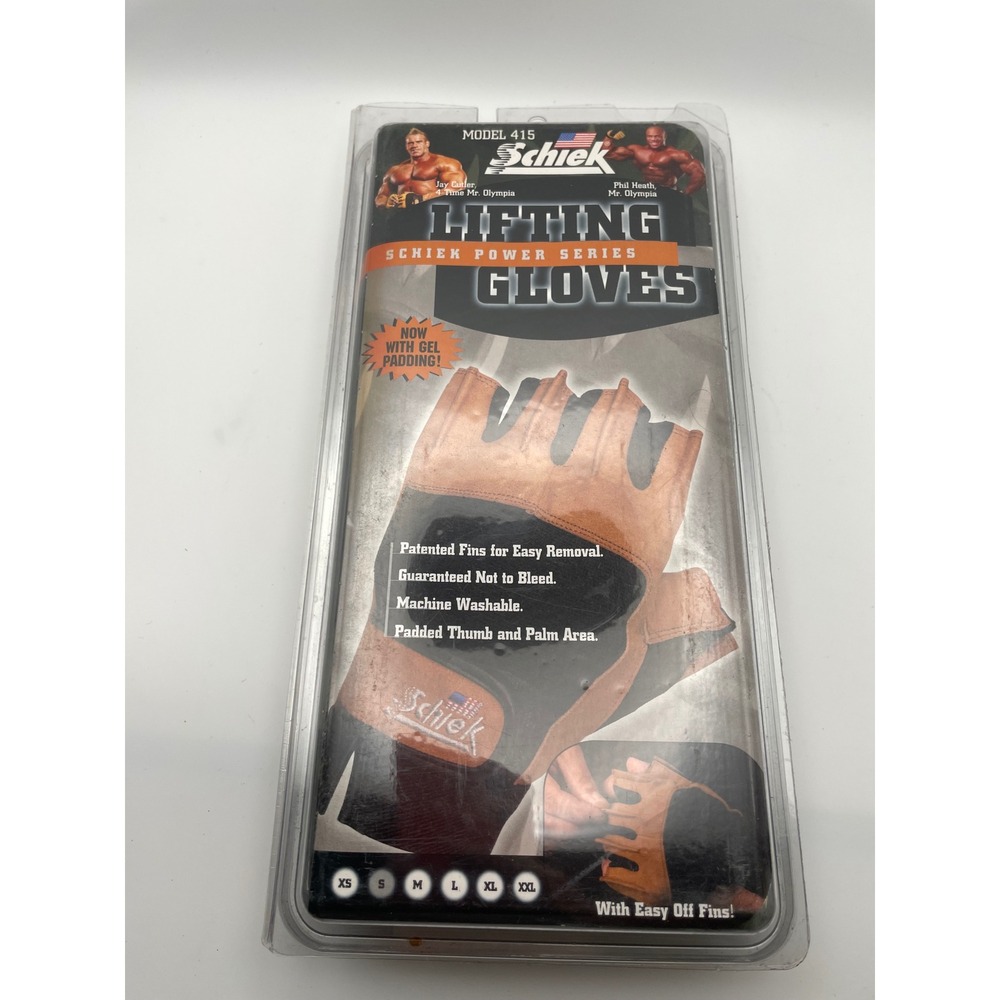 Schiek Model 415 Power Series‎ Lifting Gloves Tan Black Small Gel Padded Fins